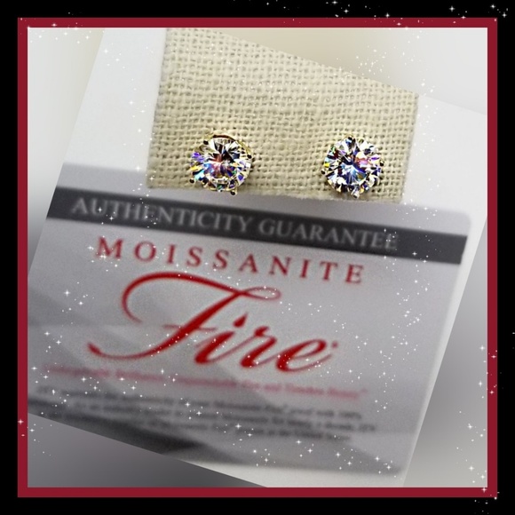 Moissanite Fire Jewelry - 👑4CTTW! NEW! AUTH MOISSANITE 14KT GOLD STUDS 👑